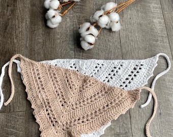 Hair bandana, crochet bandana, hair accessories, gift for her, cotton bandana.