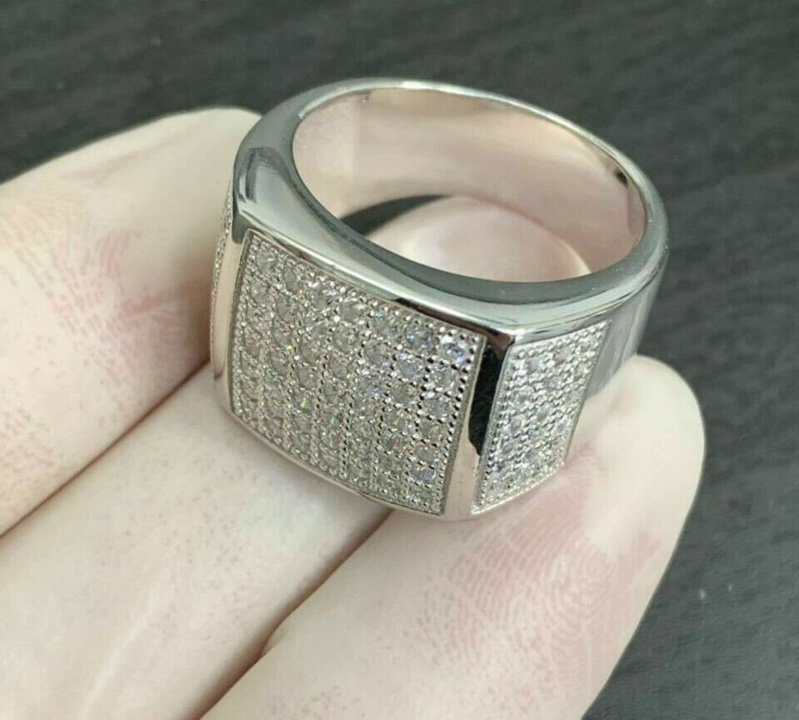 Mens Iced Out Pinky Ring Mens Ring Sterling Silver Solid Real Etsy