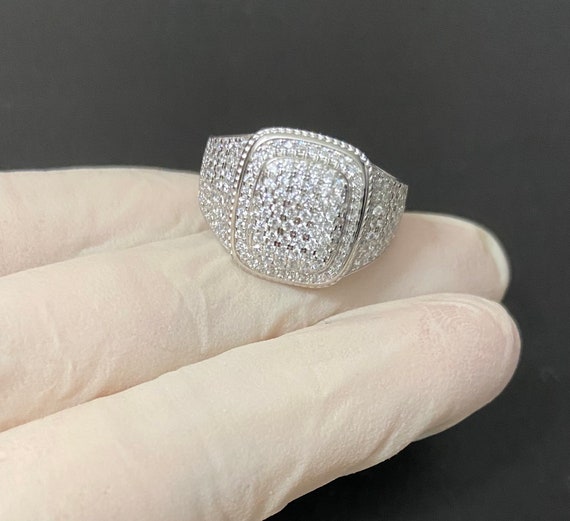 Iced out diamond ring best sale