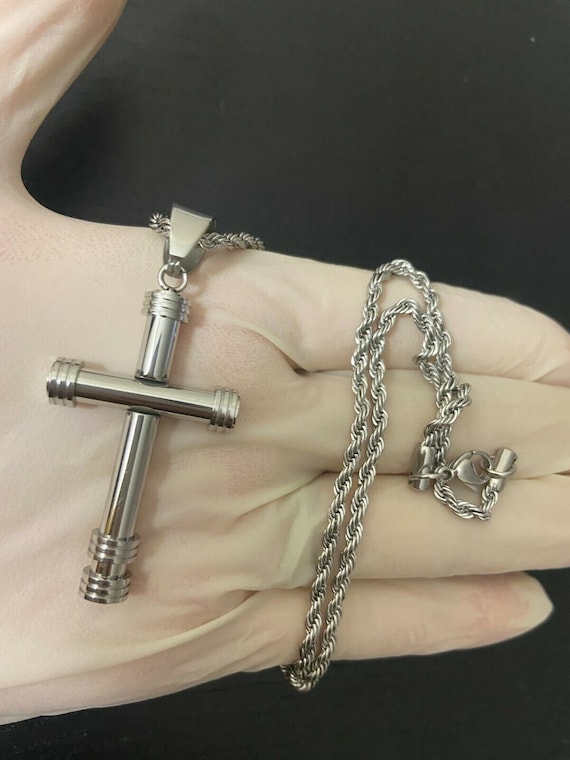 Ciondolo Gesù Crocifisso Religioso Collana In Acciaio Inox Con - Foto 11