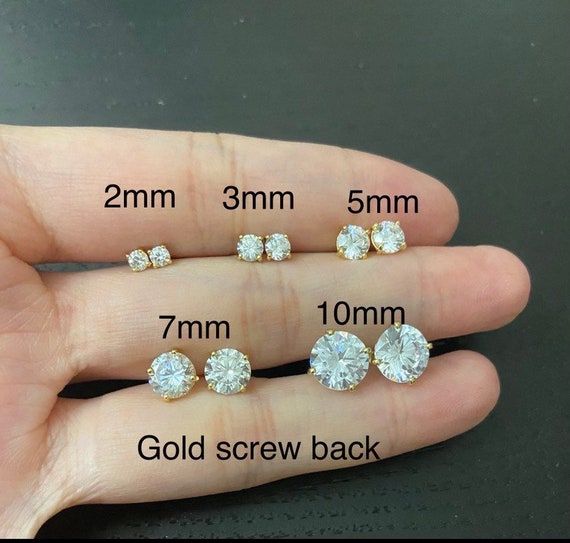 Mens diamond stud earrings screw deals back
