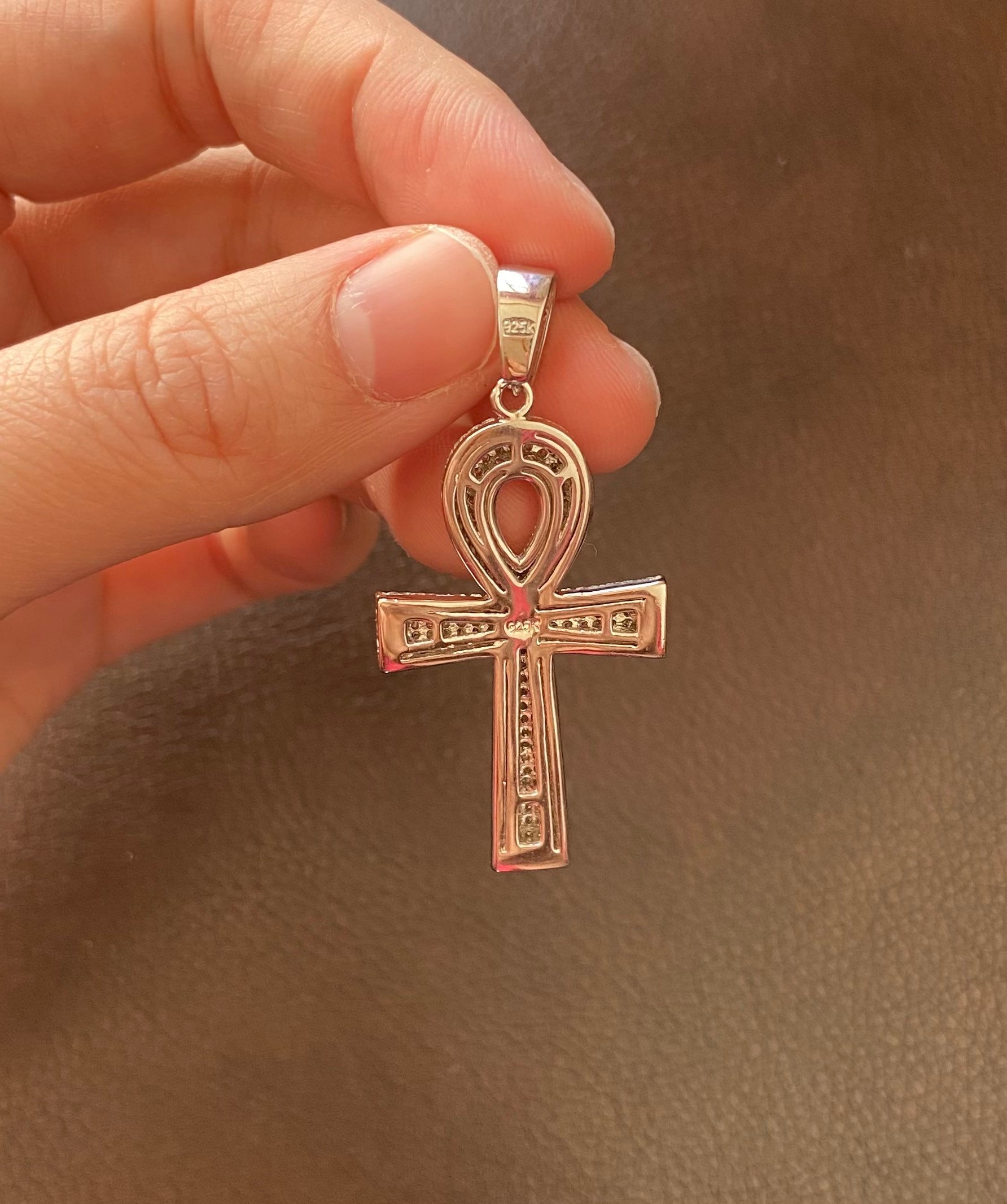 Ciondolo Uomo Ankh Chiave Ciondolo Croce Ankh In Argento Sterling 925 | Design 3D Ghiacciato, Con Zirconi, Per Uomo, Chiave*SP131 Ciondolo Croce - Foto 8