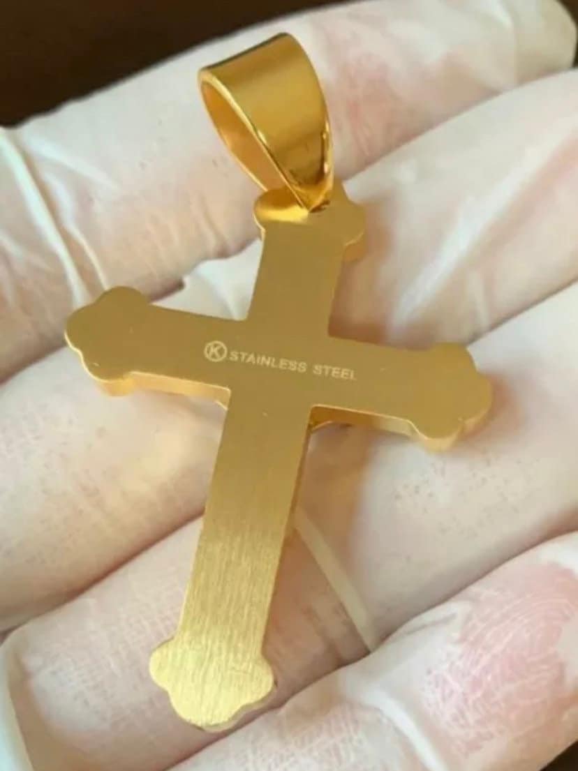 Ciondolo Crocifissione Di Cristo: Croce Ortodossa In Oro 24 Carati E Argento 925 - Italia - Foto 7
