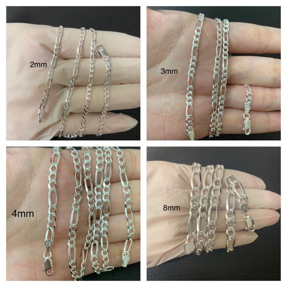 Italian Figaro Chain Bracelet 8mm Width Sterling Silver Italian Figaro Chain Bracelet 8mm Width Sterling Silver