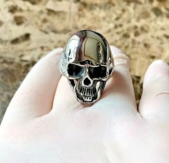 Mens Stainless Steel Punk Biker Skull Ring US Size 8 9 10 11 12 13 Etsy UK