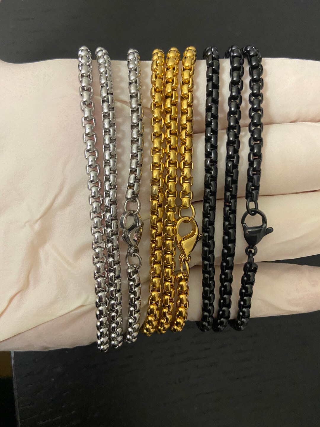 3mm Round Box Link Stainless Steel Necklace Chain for Men or Women ...