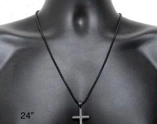 MUERDOU Collana Con Ciondolo Croce In Acciaio Inossidabile 316L – Gioiello Cristiano Uomo Donna, Colori Argento, Oro E Nero