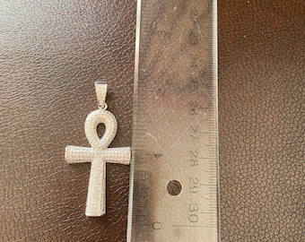 Ciondolo Uomo Ankh Chiave Ciondolo Croce Ankh In Argento Sterling 925 | Design 3D Ghiacciato, Con Zirconi, Per Uomo, Chiave*SP131 Ciondolo Croce - Foto 6