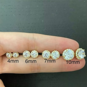 Men’s Women’s 14k Gold 925 Sterling Silver Round Halo Diamond Earrings Push Back Earrings Classic