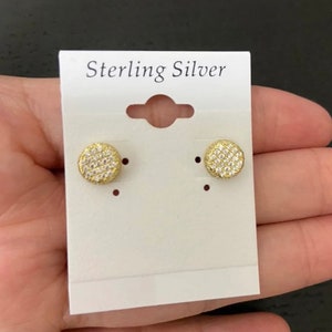 14k gold 925 sterling silver Iced Diamond Round Screw back Earring 7mm