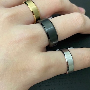 Men Stainless steel gold/silver/black wedding band ring