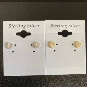 Women’s Girl’s Italy 925 Sterling Silver Iced Out Bling Diamond Silver /Gold Heart Earring 5mm