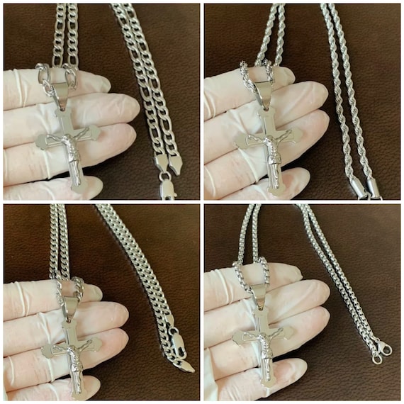 Gioielli Acciaio Inossidabile | Ciondolo Cristiano Con Catena - Foto 3