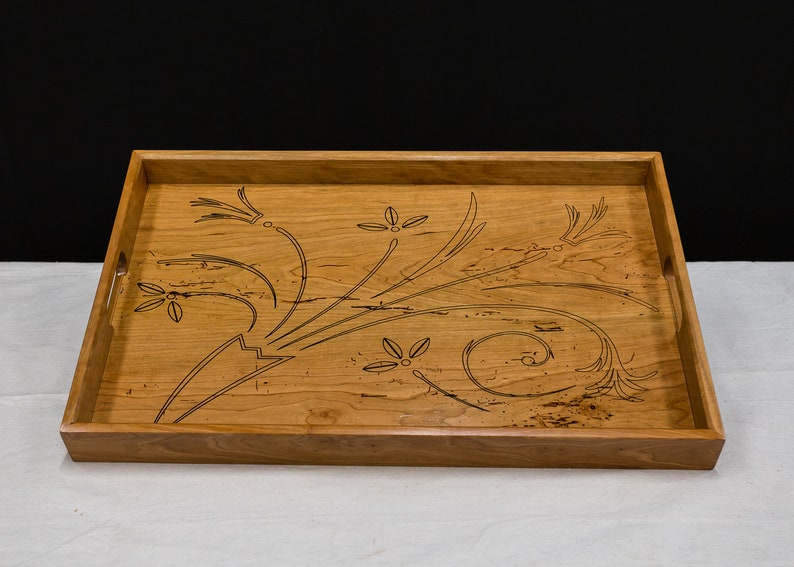 Cherry inlaid serving tray