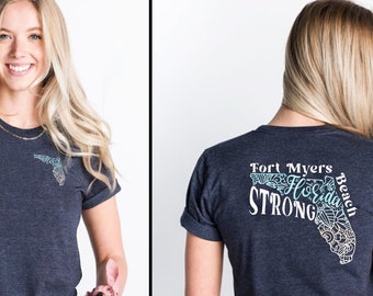 Fort Myers Beach Strong Shirt Front and Back Design | Hurricane Ian | Florida Strong TShirt