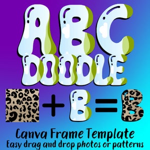 Canva Frame Doodle Alphabet | UPPERCASE, Numbers and Symbols | Editable Canva Letters Template | Custom Fill Pattern Digital Downloads