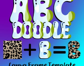 Canva Frame Doodle Alfabet | VERSALER, siffror och symboler | Redigerbar Canva-bokstävermall | Anpassade fyllningsmönster digitala nedladdningar