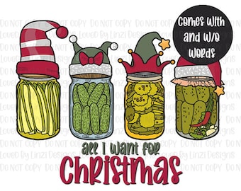 Retro Konserven Gurken PNG | Weihnachtslicht PNG | Selbstgemachte Gurkengläser | Gurke Liebhaber Sublimationsbild - 2 Bilder!