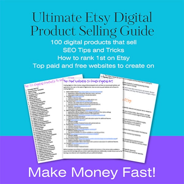 100 Etsy Digital Product ideas to sell on Etsy and How To Sell Products And Rank 1st On Etsy Search Page
