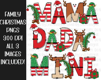 Mama Christmas Sublimation png, Noël png, Mama mini png, Mama png, Dada PNG, Kids Christmas png, Chemises de Noël en famille