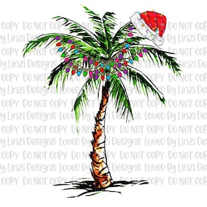Tropische palmkerstboom PNG | Fijne feestdagen PNG | Clipart voor sublimatie/hittepers | Kerst Palmboom Digitaal Beeld
