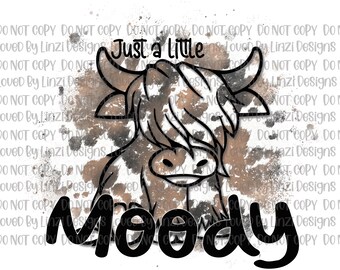 Juste un peu de mauvaise humeur à télécharger pour sublimation, vache occidentale png, vache poil long png, sublimation à télécharger