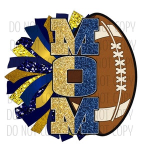 Cheer Mom PNG, Football Glitter Cheerleader PNG, Gold and Navy Pom Pom, Cheer Group Shirts PNG, Cheer Mom Shirt Png