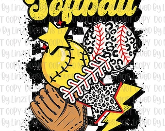 Softball PNG Design | Retro Softball Sublimation | Retro Softball Shirt Design | Groovy Softball Design
