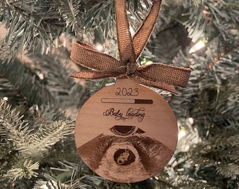 Ultrasound Engraved Wood Ornament - Laser Cut Wood, Ornament, Christmas ornament, Custom ornament