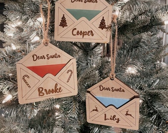 Dear Santa Ornament - Laser Cut Wood, Ornament, Christmas ornament, Custom ornament
