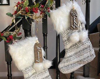 Stocking Tags - Laser Cut Wood, Ornament, Christmas ornament, Custom ornament