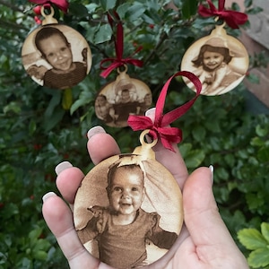 Photo Engraved Wood Ornament - Laser Cut Wood, Ornament, Christmas ornament, Custom ornament