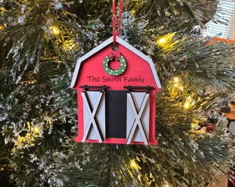 Barn Ornament - Laser Cut Wood, Ornament, Christmas ornament, Custom ornament