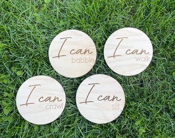 Baby Milestone Plaques - Laser Cut Wood, Decal, Baby Milestone, Milestone Plaque, Baby photo props, Newborn Gifts