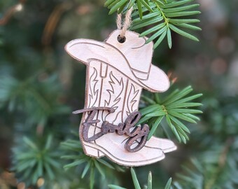 Cowboy Boot Ornament - Laser Cut Wood, Ornament, Christmas ornament, Custom ornament