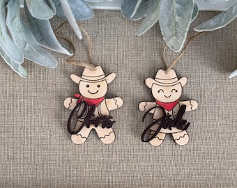 Western Gingerbread Ornament - Laser Cut Wood, Ornament, Christmas ornament, Custom ornament