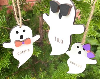 Halloween Name Tags - Ghost tags, Name tags, Wood ornaments, Wood tags