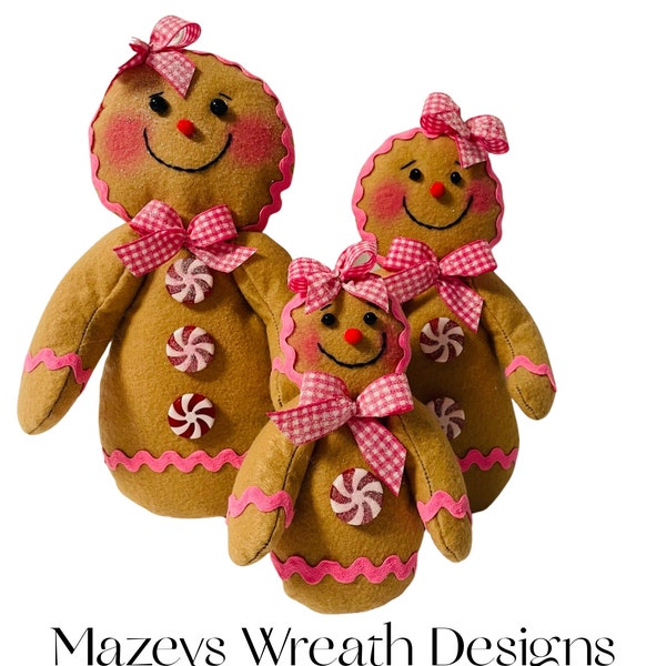 4 PIECE GINGIES. Adorable gingies, small, medium and large all sold together. Great Wreath attachments