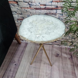 Natural Agate Side Table - Crystal Stone End Table - Crystal Table - Geode Coffee Table - Crystal Coffee Table - Crystal Furniture