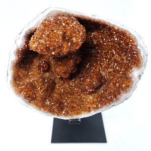 Citrine Geode Cluster on Stand - Citrine Geode Cave - Citrine Stone Oval Large - Citrine Crystal Geode - Large Orange Citrine Druzy