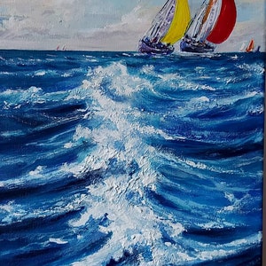 La regata、quadro moderno dipinto a mano