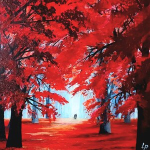 Passeggiata autunnale、Quadro moderno dipinto a mano