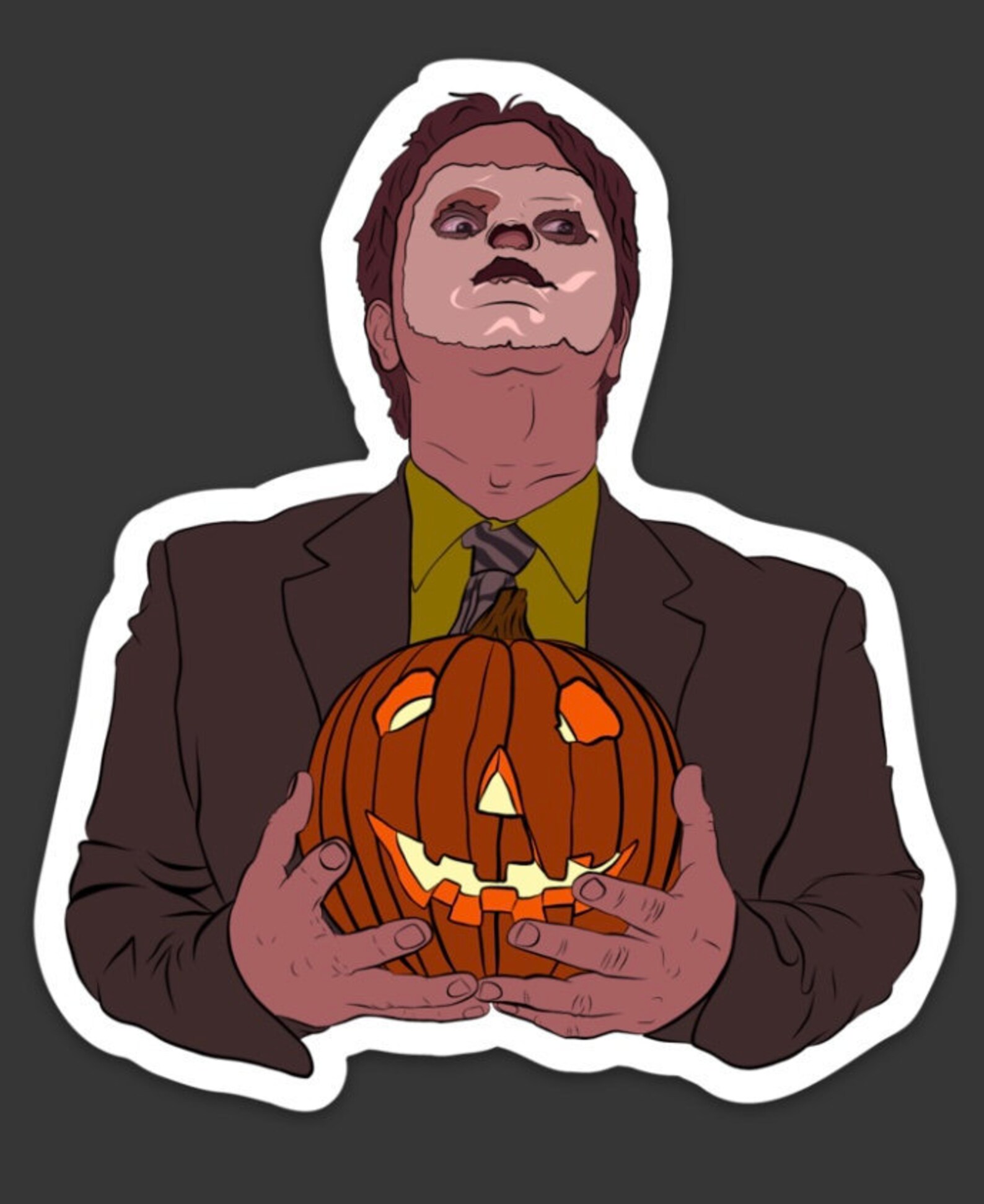 Dwight Schrute with Halloween Pumpkin Sticker The Office Etsy.de