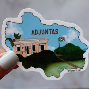 Adjuntas Map Puerto Rico Decal Matte Sticker for Laptop, Water Bottles, and other Non Porous Surfaces; Printable Magnet