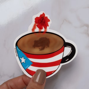 Puerto Rico Taza de Cafe - Aufkleber Matte Aufkleber für Laptop, Wasserflasche, poröse Oberflächen; Druckbare Magnete