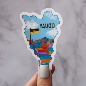 Yauco Map Puerto Rico Decal Matte Sticker for Laptop, Water Bottles, and other Non Porous Surfaces; Printable Magnet