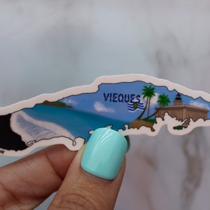 Vieques Puerto Rico Decal Matte Sticker for Laptops, Water Bottles, and other Non Porous Surfaces; Printable Magnet