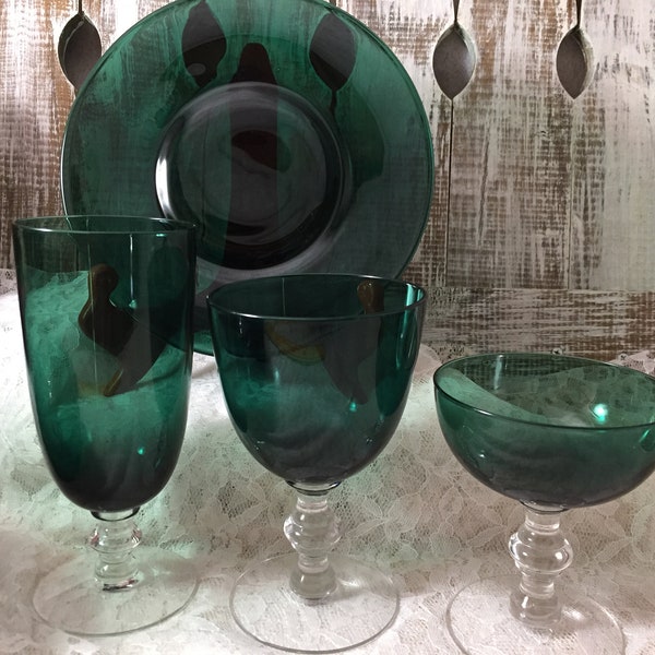 Vintage Tiffin Killarney Green Glass Dining