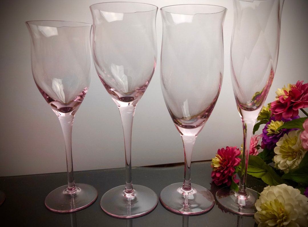 Noritake Royal Pierpont Pink Stemware Iced Tea Glasses Etsy