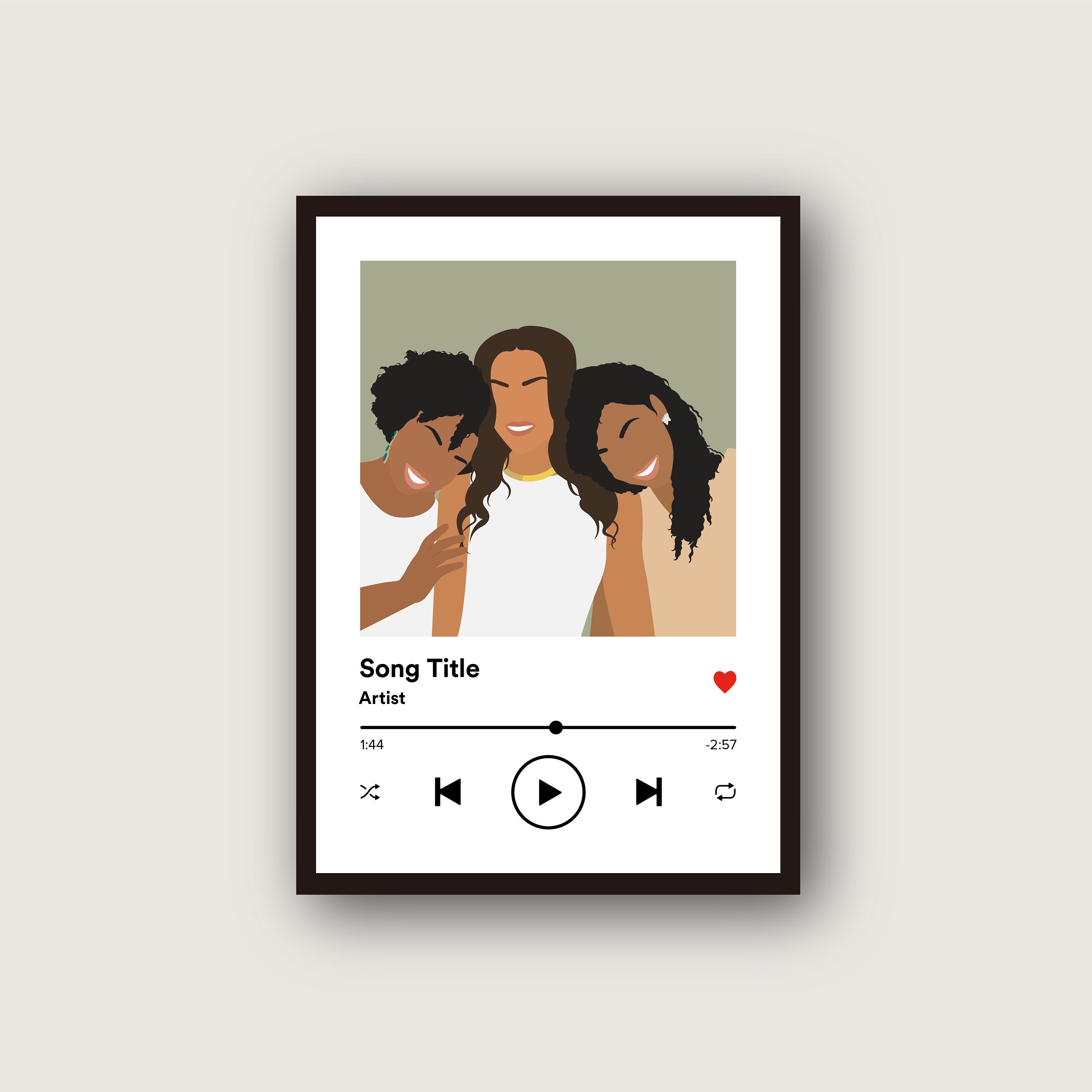 Custom Spotify Album Cover, Personalized Couple Portrait, Mother's